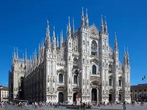 The marble facade of Milan Cathedral