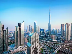 The Dubai skyline with the Burj Khalifa